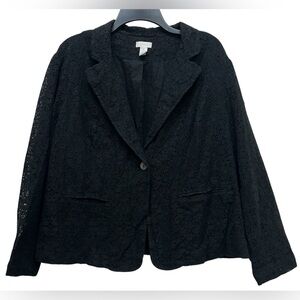 Chicos Elegant Eyelet Black Lace Women's Jacket Sz 3 Xtra Large XL